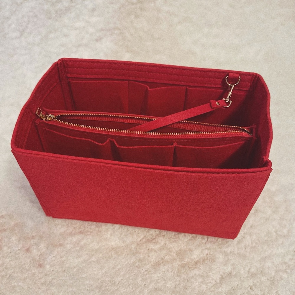 SUPER insert bag organizer red felt for Neverfull MM GM SPEEDY TOTE bag purse